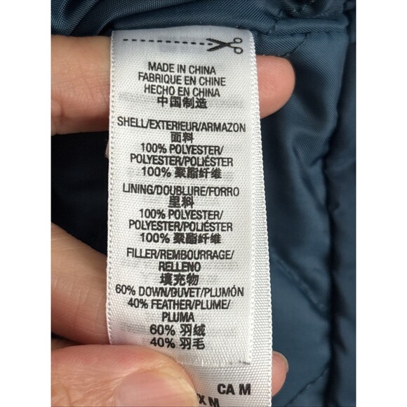 EUC Juicy Couture Teal Blue Quilted Hooded Puffer Down Filled Ruffle Jacket Med - Picture 11 of 13